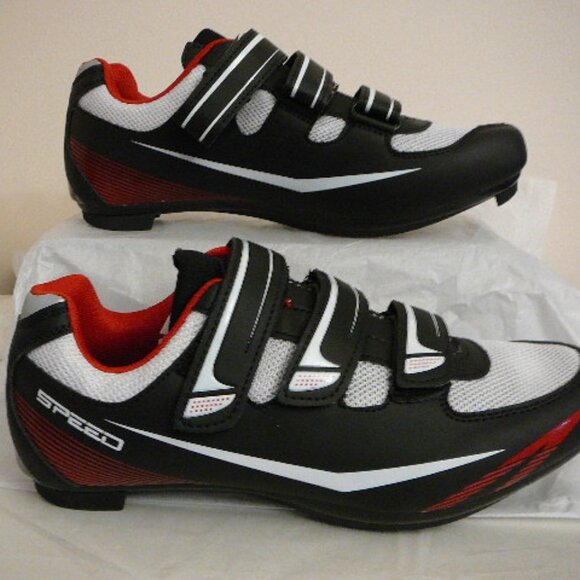 Men's SPEED European Bike Cycling Shoes EU 41 Black White Red Colors-US 8.5 NWOB - Picture 2 of 7